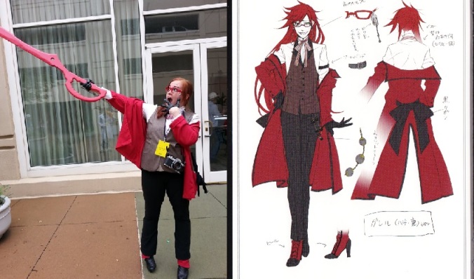 Me as Grell, the fan-crazed Shinigami (Grim Reaper) from Black Butler.